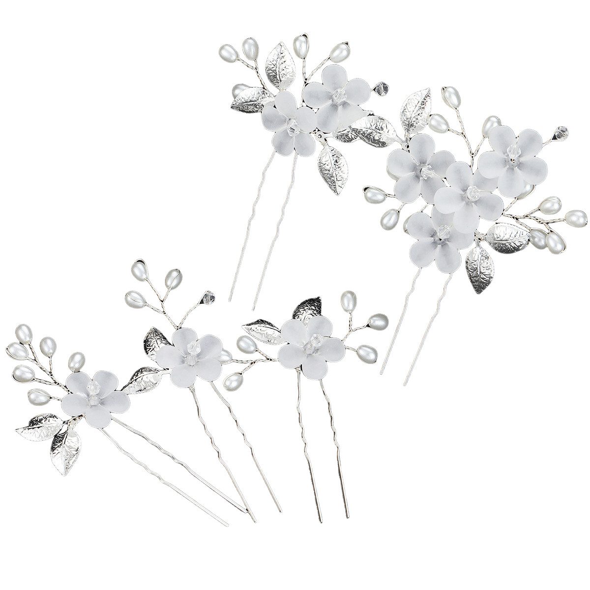 Zaewry Haarspange 5 Stück Hochzeit Haarnadeln, Blumen Perlen Braut Haarschmuck, 5-tlg., Brautschmuck Haare U-förmig Hochzeit Haarspangen