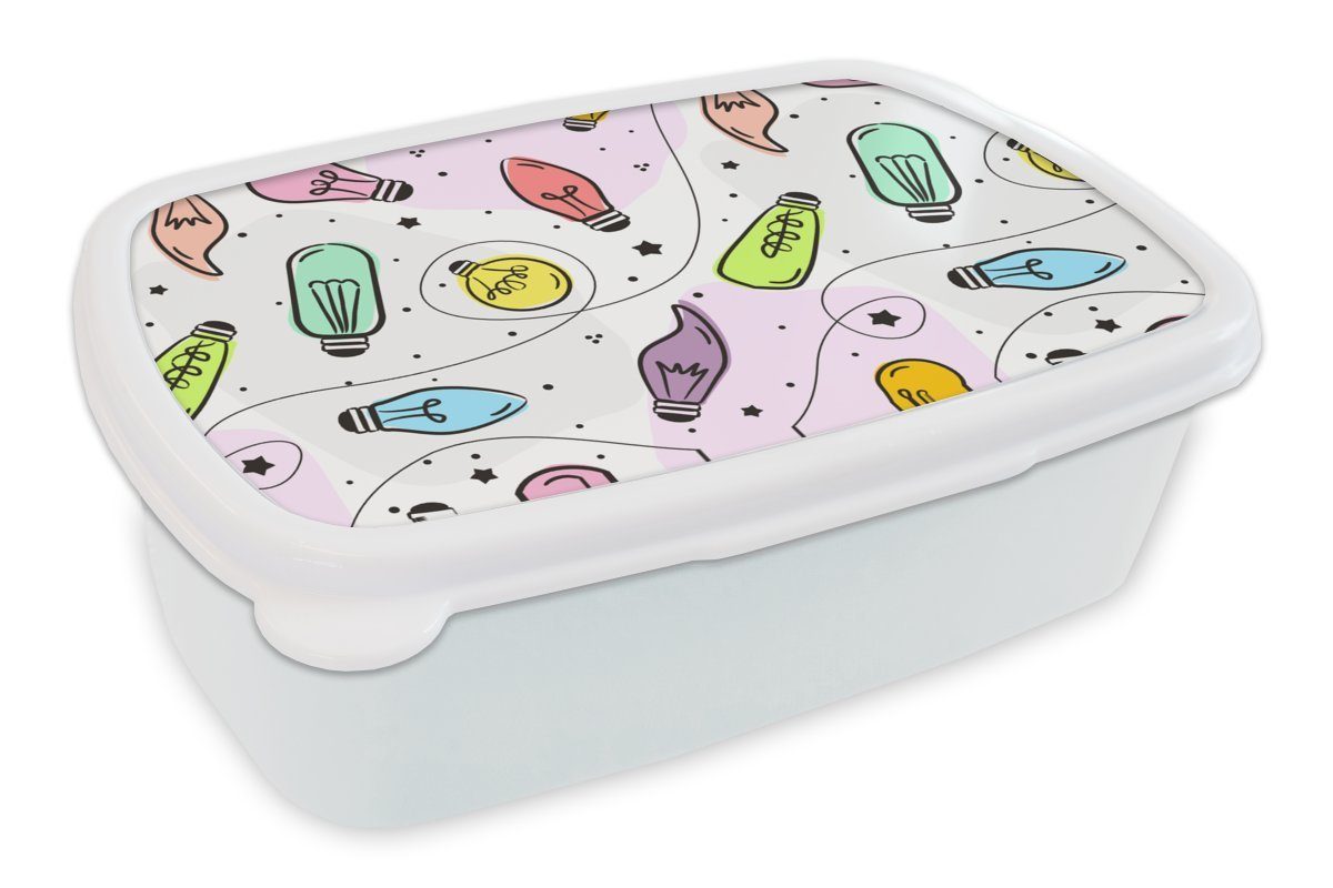 MuchoWow Lunchbox Pastell - Regenbogen Erwachsene, Brotbox Brotdose, und Lampe Kinder weiß Mädchen Jungs und für Kunststoff, - - für (2-tlg), Muster