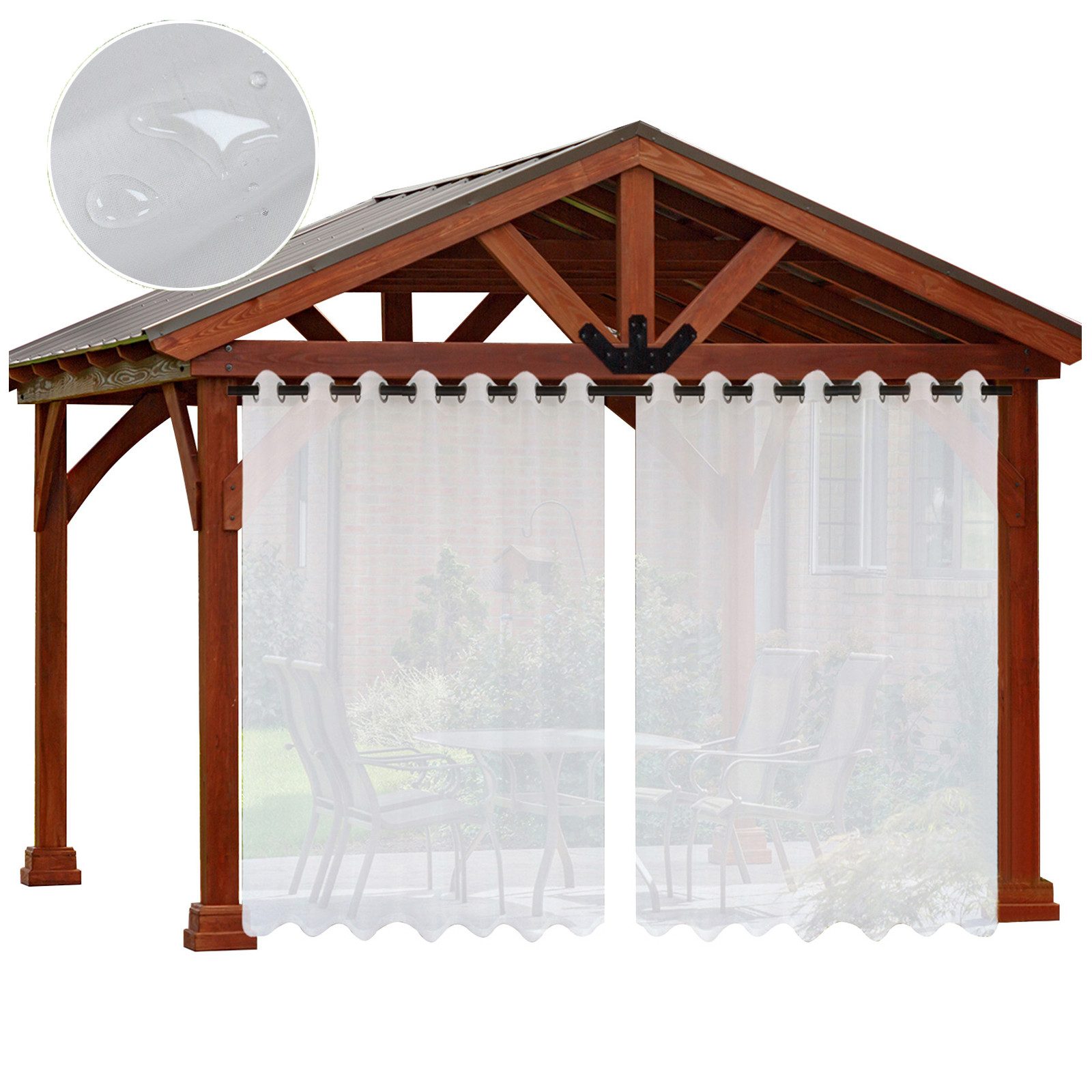 BTTO V&G Outdoorvorhang Ösen Terrassenvorhang Weiß, günstig online kaufen