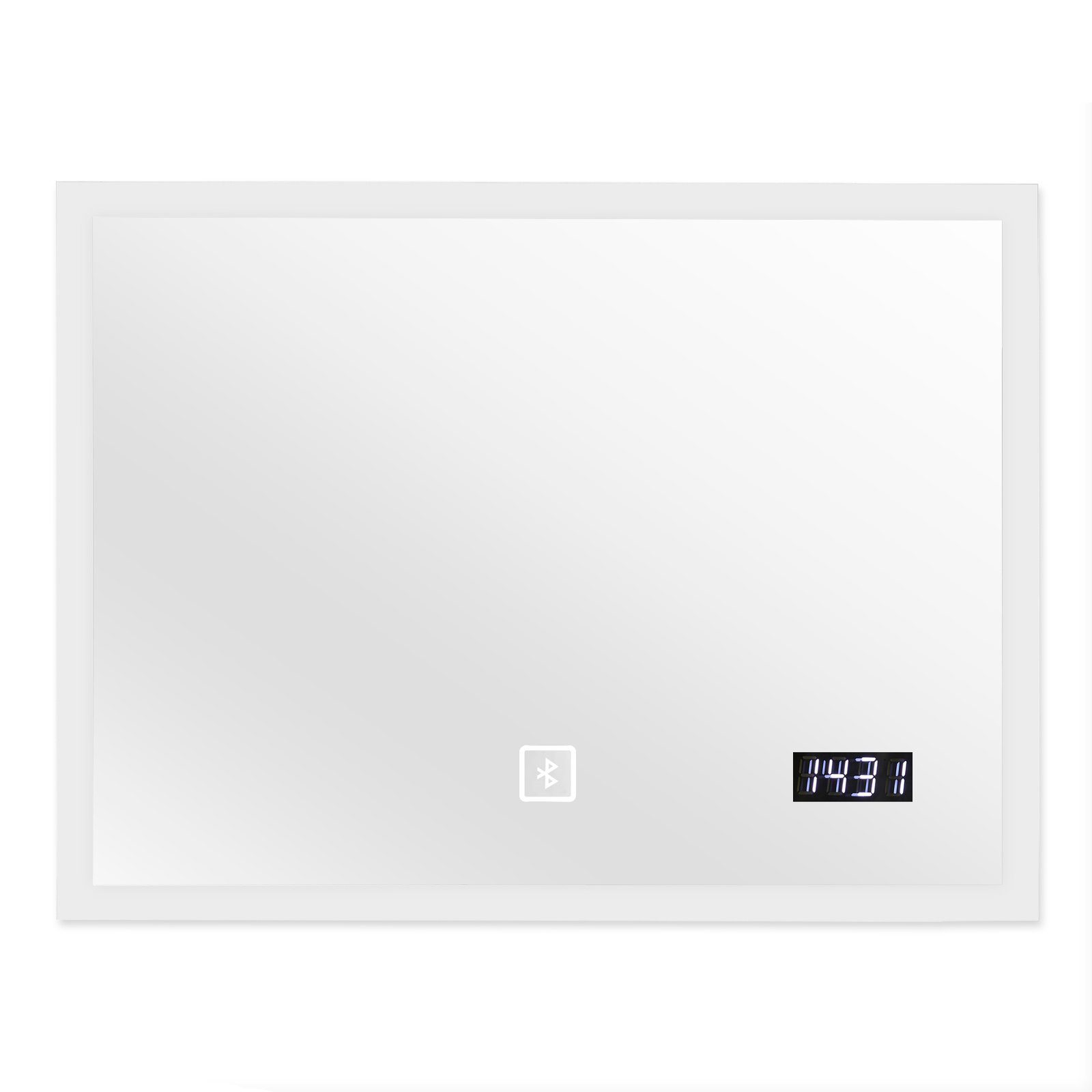 Aquamarin Badezimmerspiegelschrank Badspiegel mit LED - Touchschalter, Digitaluhr - Badezimmerspiegel Uhr & Sprecher