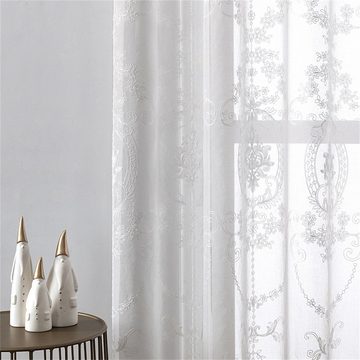 Gardine »F10WH00983«, HOMEIDEAS, Ösen (2 St), Voile Vorhang Blumenstickerei transparent