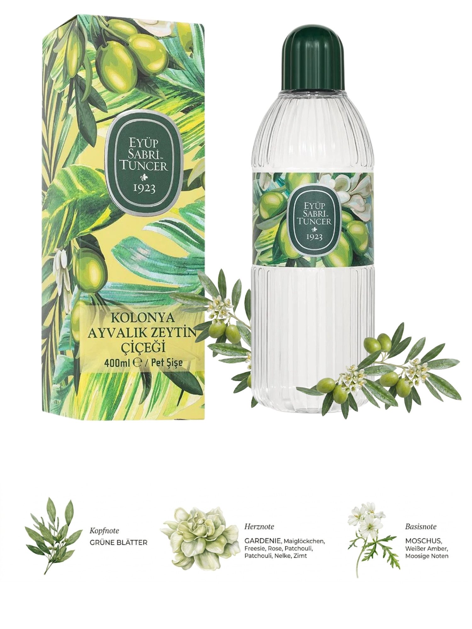 EYÜP SABRI TUNCER Eau de Cologne EST Ayvalık Olivenblüte Kölnisch Wasser 150ml & 400ml, Mediterrane Olivenblüte & erfrischendes Kölnisch Wasser