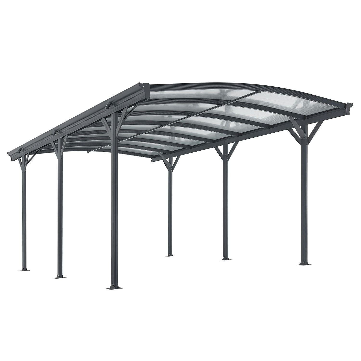 Einfahrtshöhe, mit Schutz, 302x505 Unterstand 3 x Bogendach Juskys Dach mit gebogenem 5 cm, Wind Schneelast 226 cm m, BxT: hohe UV und Einzelcarport