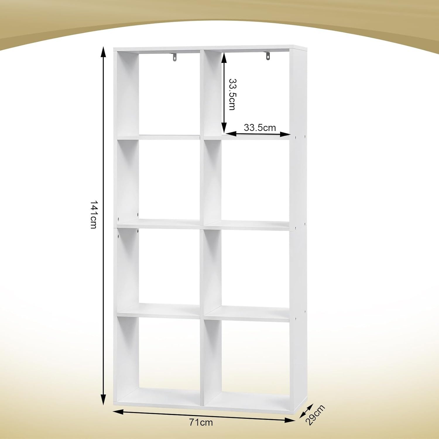Woltu Bücherregal, 1-tlg., Raumteiler mit 4 Ebenen 8 Fächern, Aktenschrank weiß
