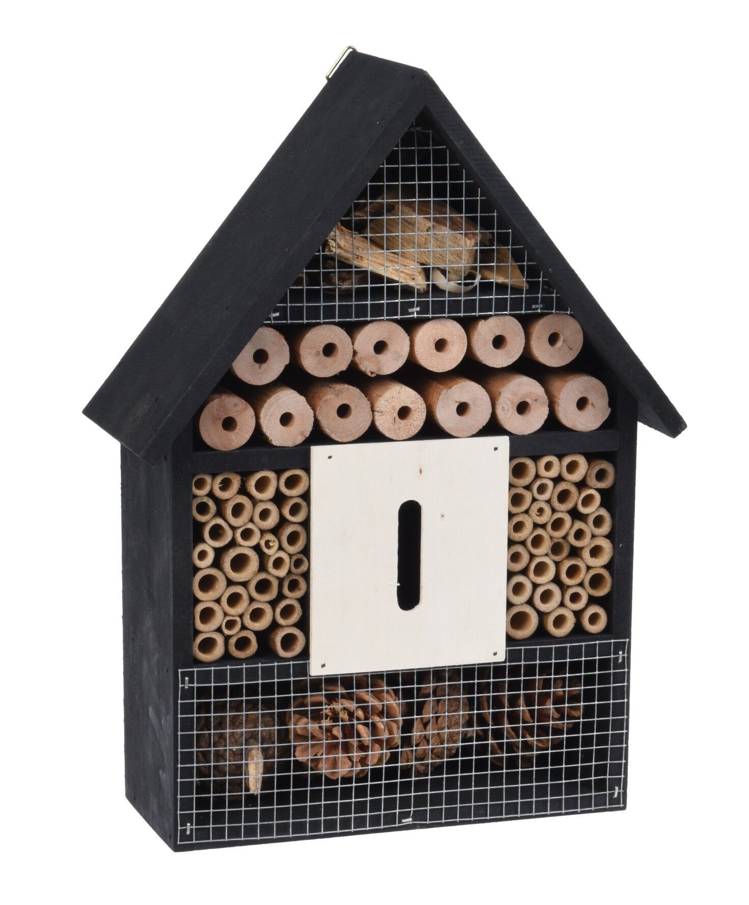 Spetebo Insektenhotel Insektenhotel "M" schwarz - 30 cm, (Packung, 1-St., zum Hängen), Insektenhaus aus Holz zum Aufhängen | Insektenhotels