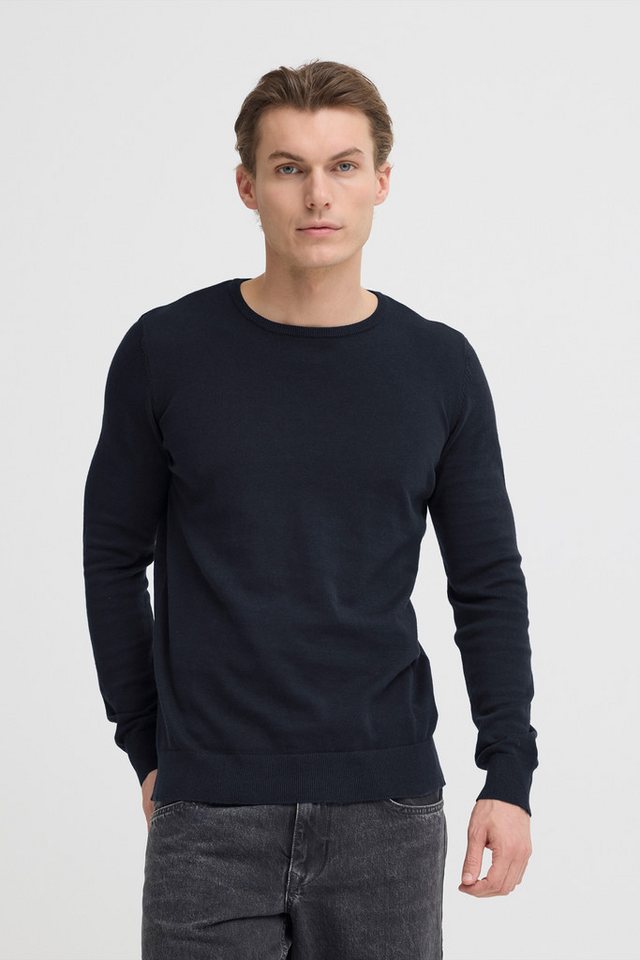 Blend Strickpullover BHBRAY CREW KNIT mit Rundhalsausschnitt, aus Baumwolle, Regular Fit, Langarm, unifarben