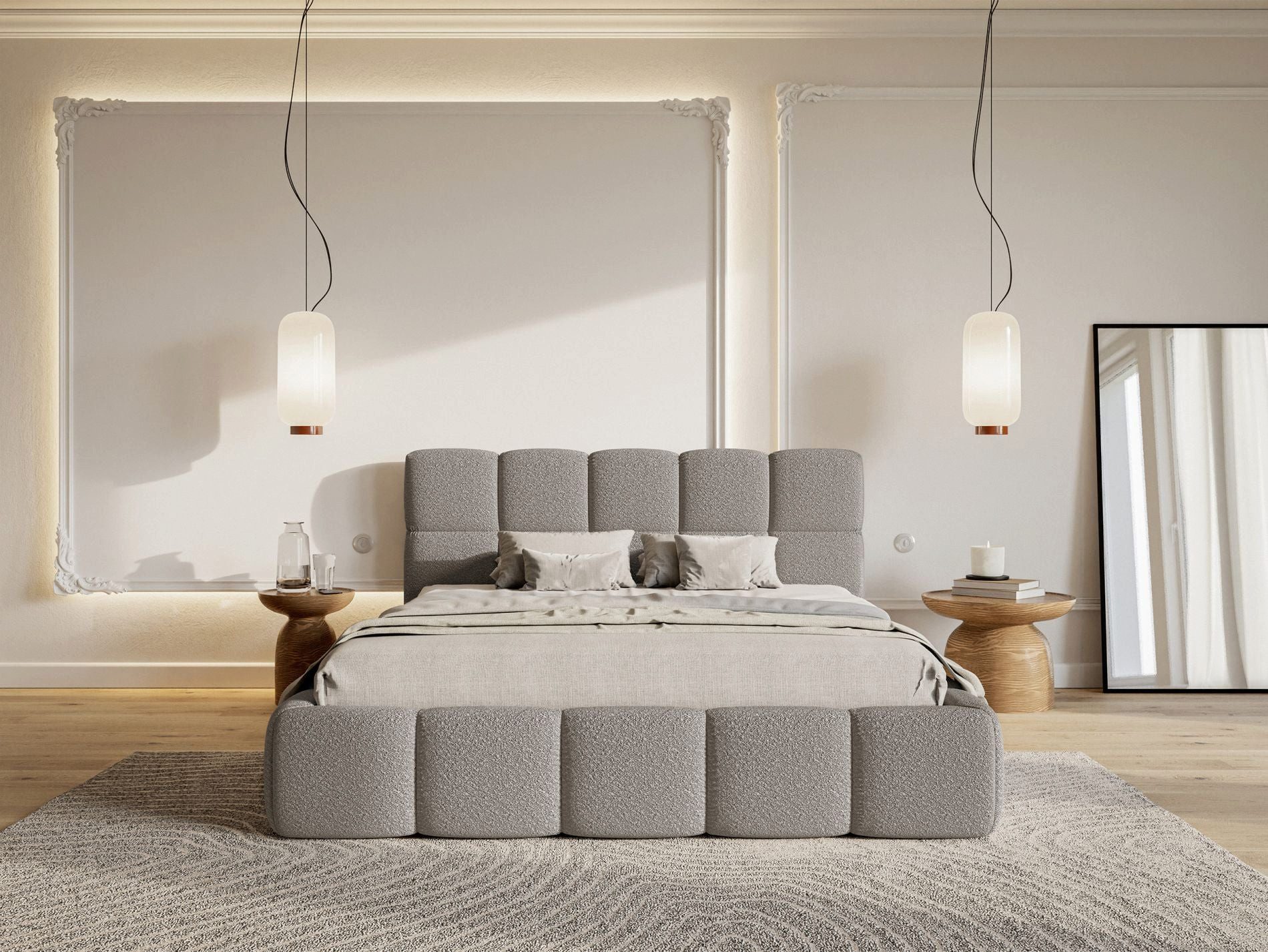 Selsey Polsterbett CLOUDY, mit Lattenrost, und Eck-Kopfteil, Bouclé, 120x200 cm