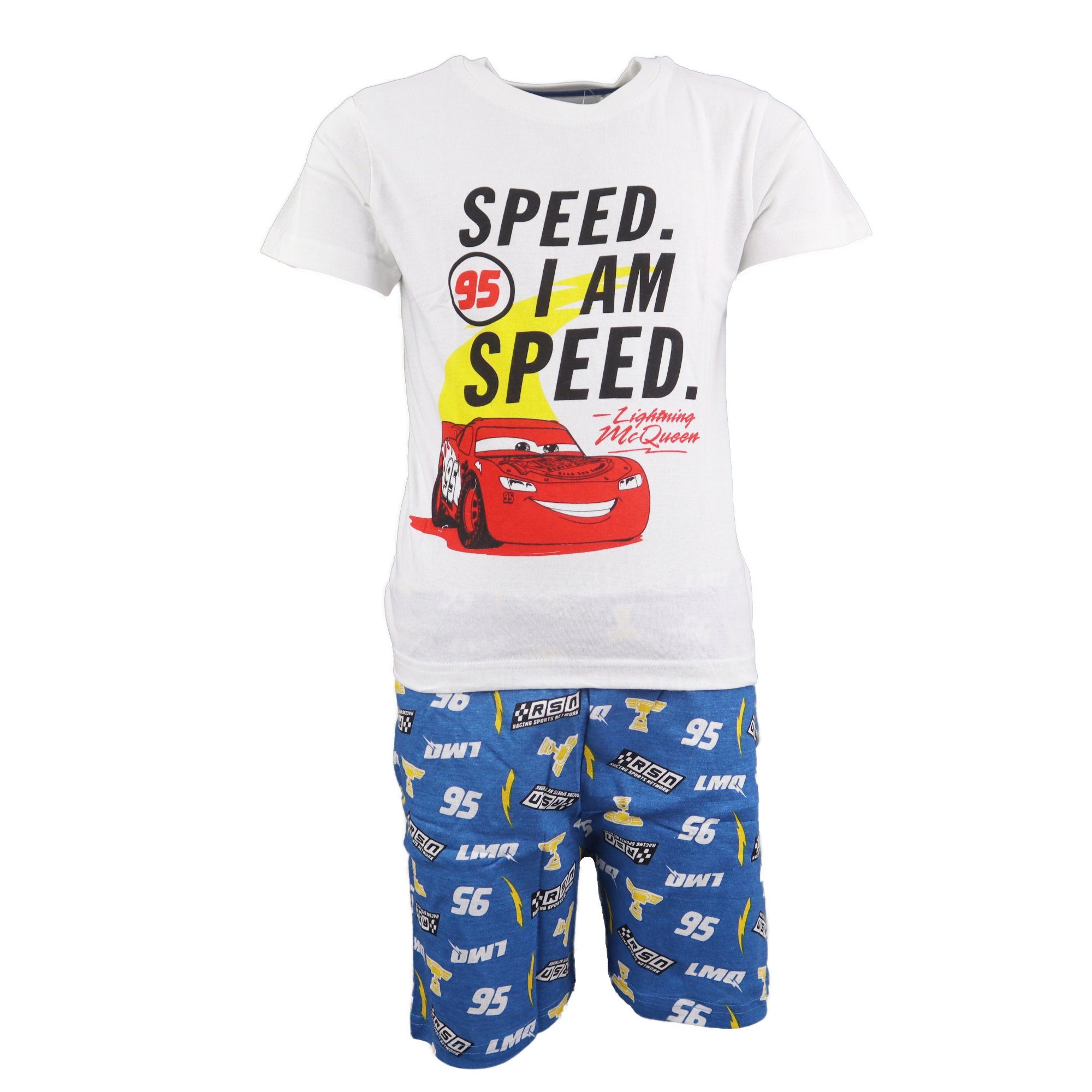 Cars Schlafanzug Disney Cars Lightning McQueen Jungen Kinder Pyjama Gr. 98 bis 128, 100% Baumwolle Blau