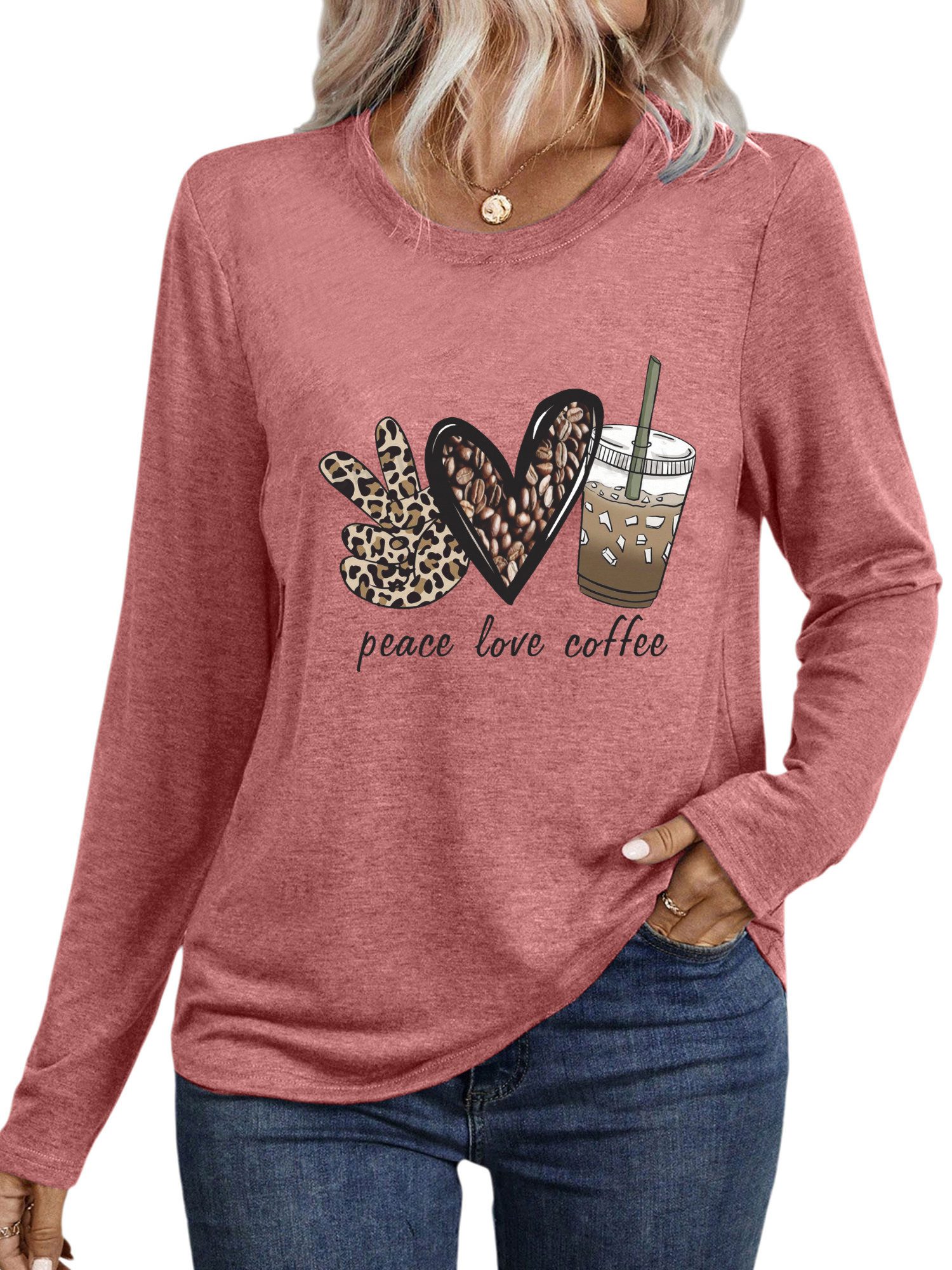 PYLIKE Longsleeve Shirts Damen Casual Liebe Ausgefallene bequemes Langarmsh günstig online kaufen