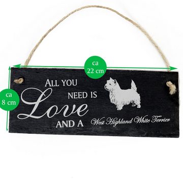 Dekolando Hängedekoration West Highland White Terrier 22x8cm All you need is Love and a West Hi