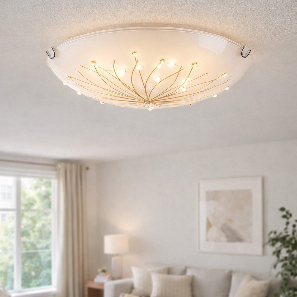 GLOBO LIGHTING Deckenleuchte, Leuchtmittel nicht inklusive, Deckenleuchte Deckenlampe Wohnzimmerlampe Glas satiniert 2 Flammig