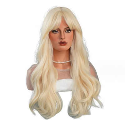 Scheiffy Kunsthaarperücke Barbie Goldperücke,lange lockige Haare,hochwertige Chemiefaserperücke