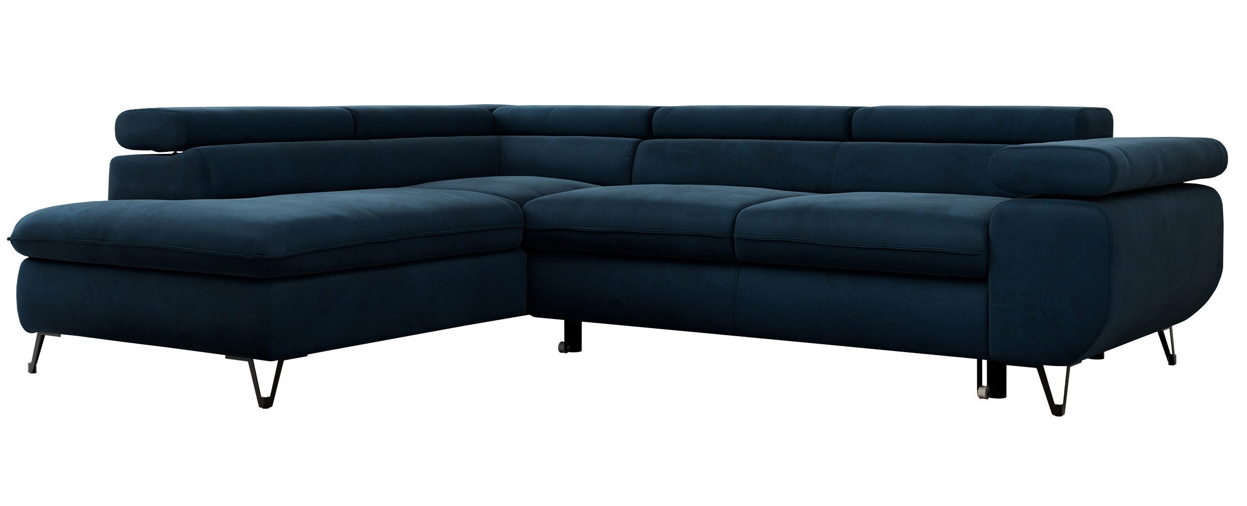 Ecksofa PEDRO L Velvet Hydrophob Dunkelblau Monolith von MKS MÖBEL