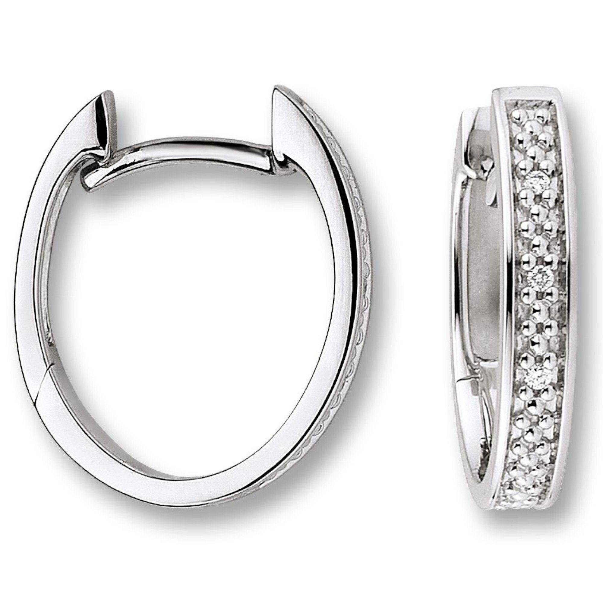 Paar Creolen 0.02 ct Diamant Brillant Ohrringe Creolen aus 585 Weißgold