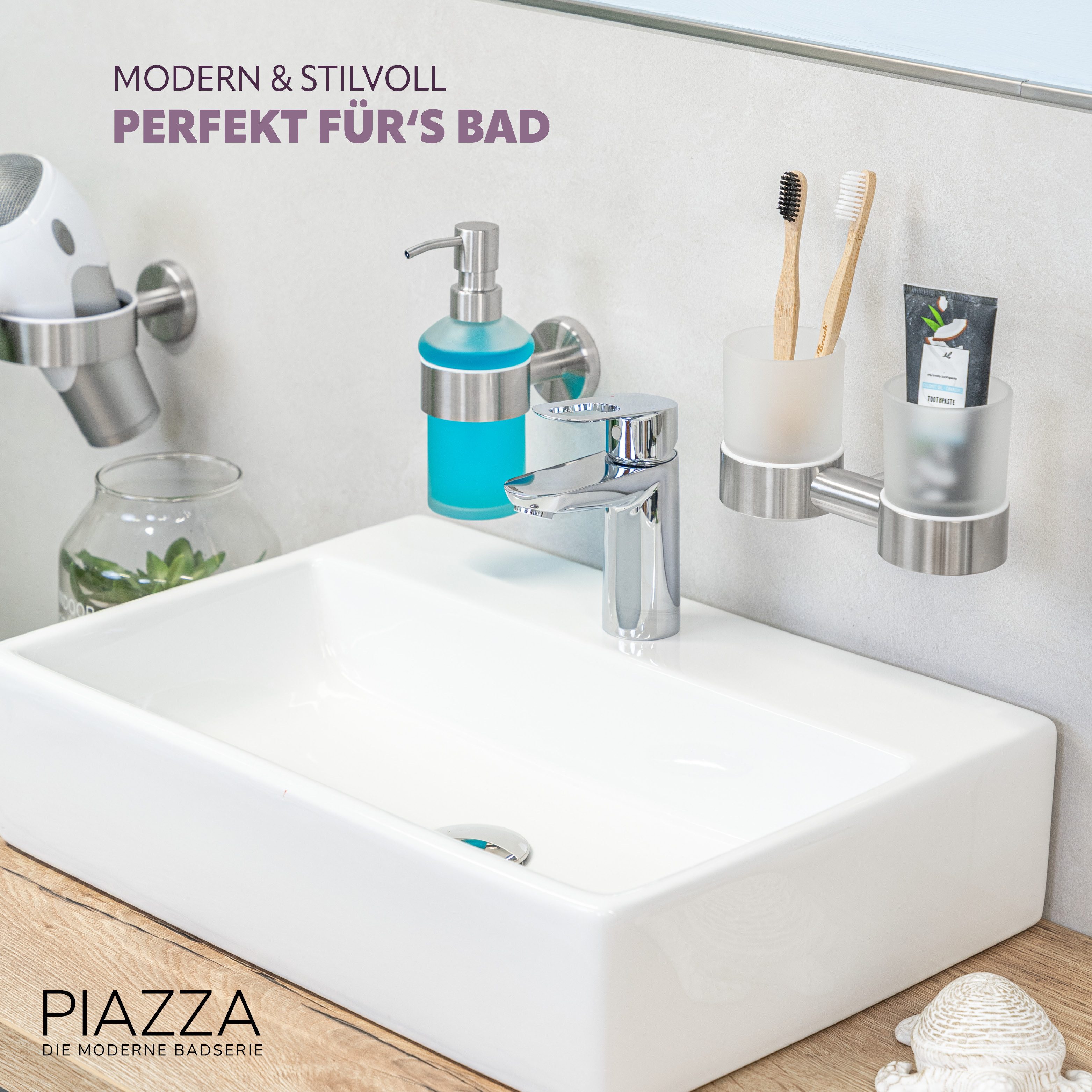 bremermann Zahnputzbecher Bad-Serie PIAZZA - Doppelbecherhalter aus Edelsta günstig online kaufen