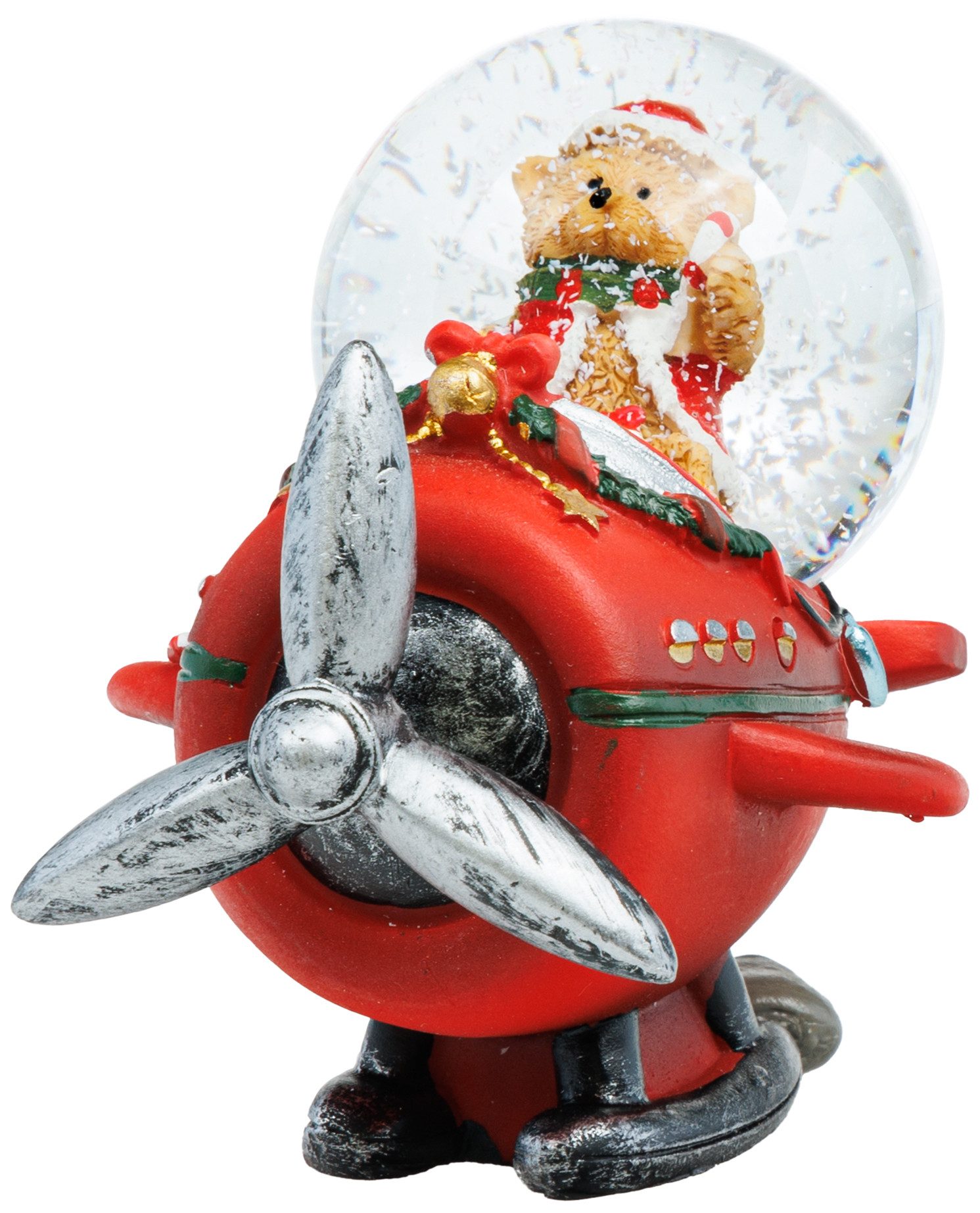 SIKORA Schneekugel SK42 Kleine Glas Schneekugel Weihnachtsbär im Flugzeug D günstig online kaufen