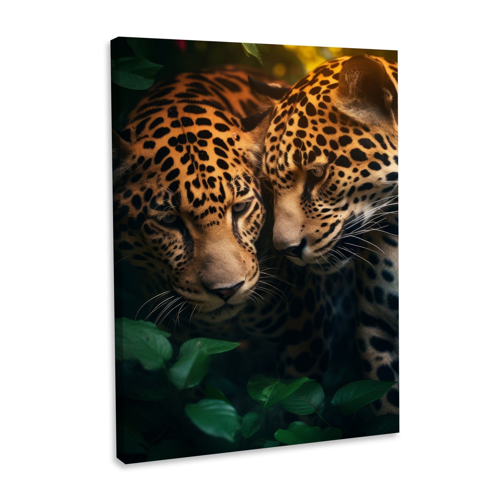 Hustling Sharks Leinwandbild Exklusives Tier-Bild als XXL Leinwandbild "Jaguar Romantic", in 7 unterschiedlichen Größen verfügbar
