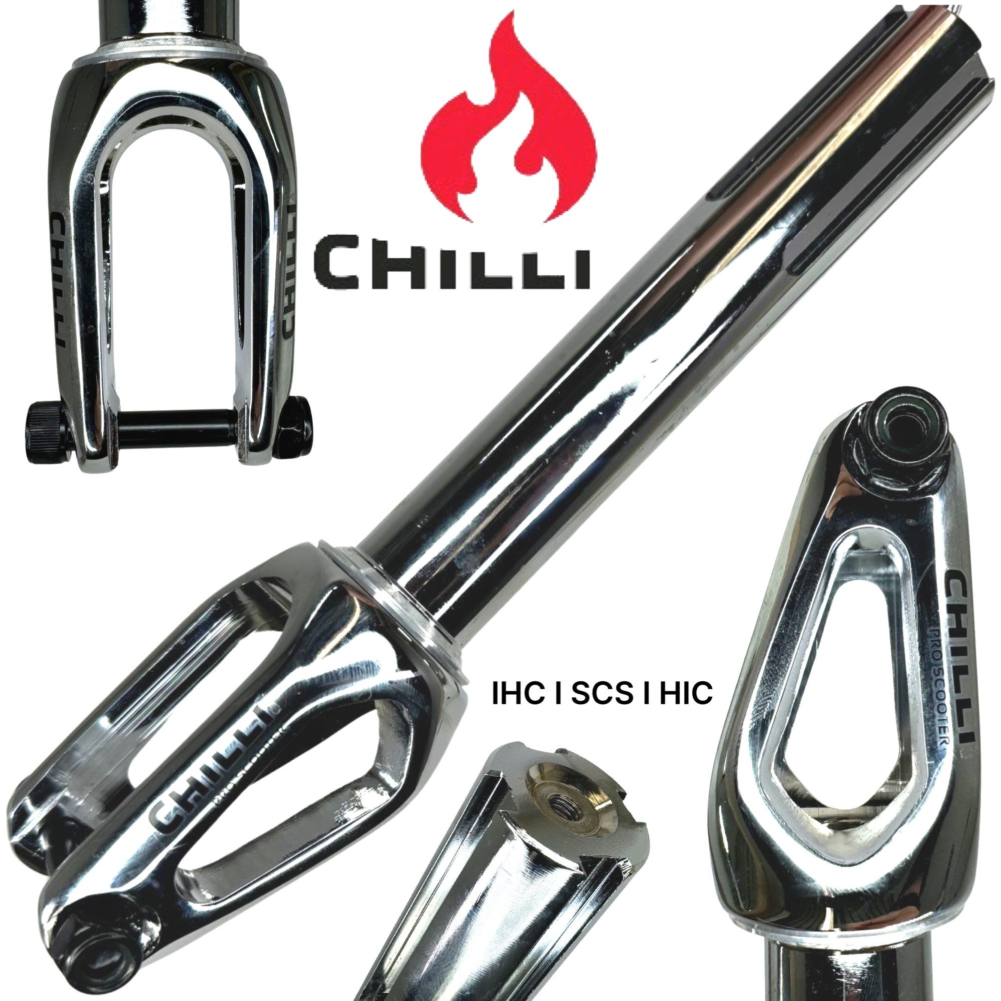 Thumbnail - Chilli Pro Scooter Stuntscooter Chilli Pro Scooters Slim Cut Stunt-Scooter Fork IHC Kit Headset Chrome