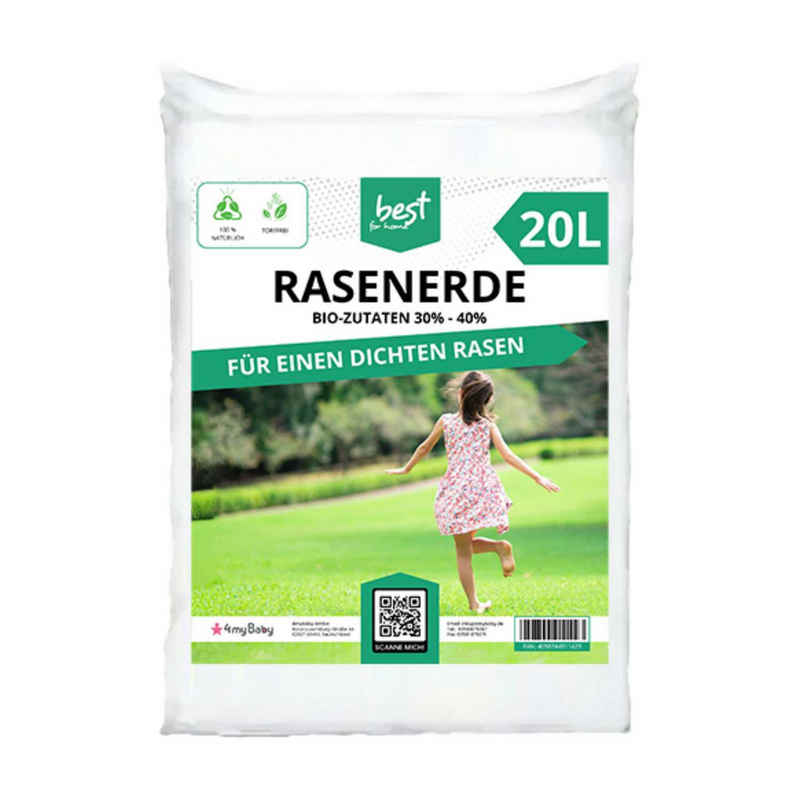 Best for Home Bio-Erde Gartenerde für Zimmer- und Balkonpflanzen, Gemüse, Obst und Kräuter. Rasenerde mit Bio-Zutaten: 30% - 40%, Bio und torffrei, ideal für Blumenbeete und Kübel