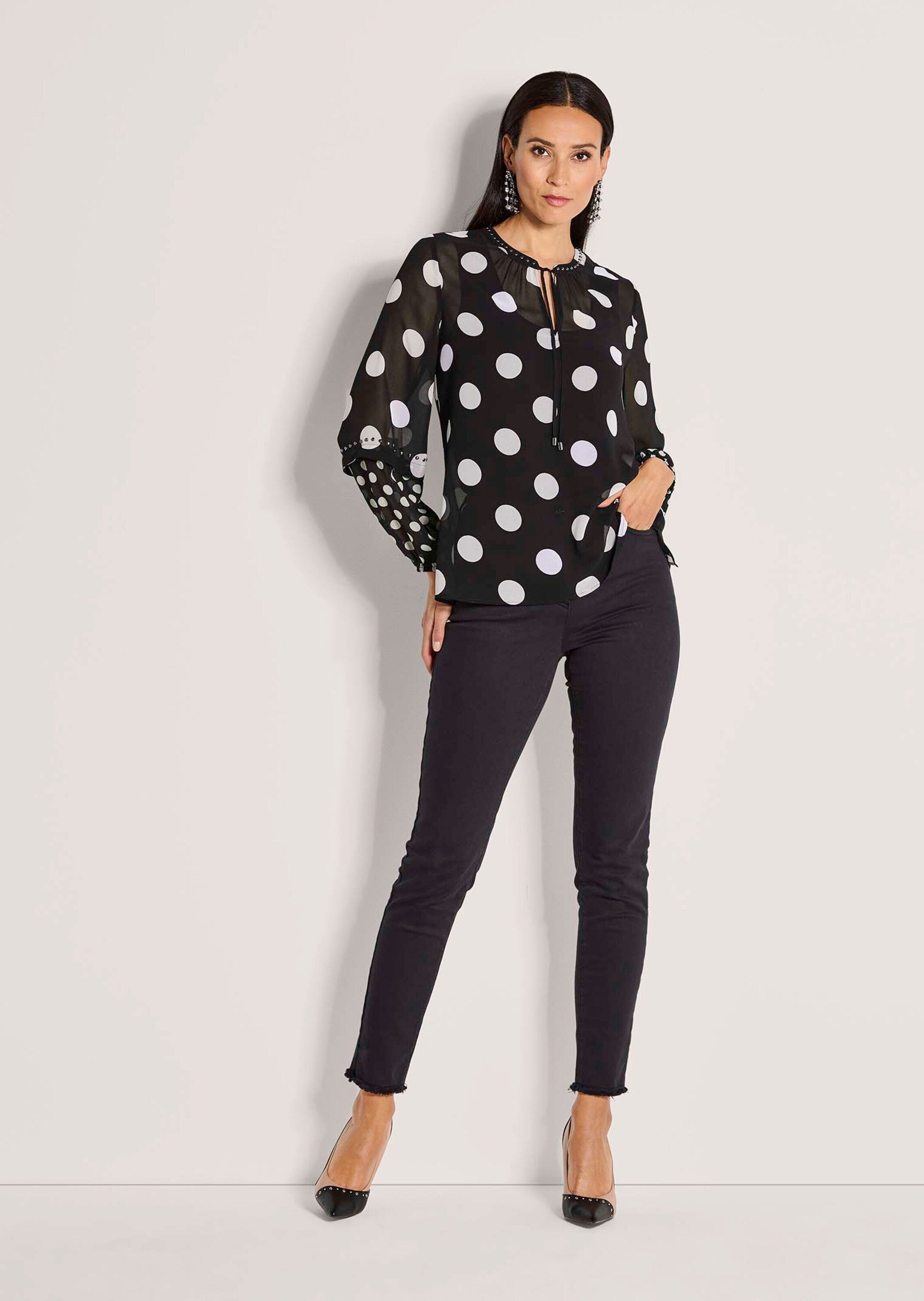 MADELEINE Langarmbluse Elegante Bluse mit Pünktchen-Druck Zart transparent günstig online kaufen