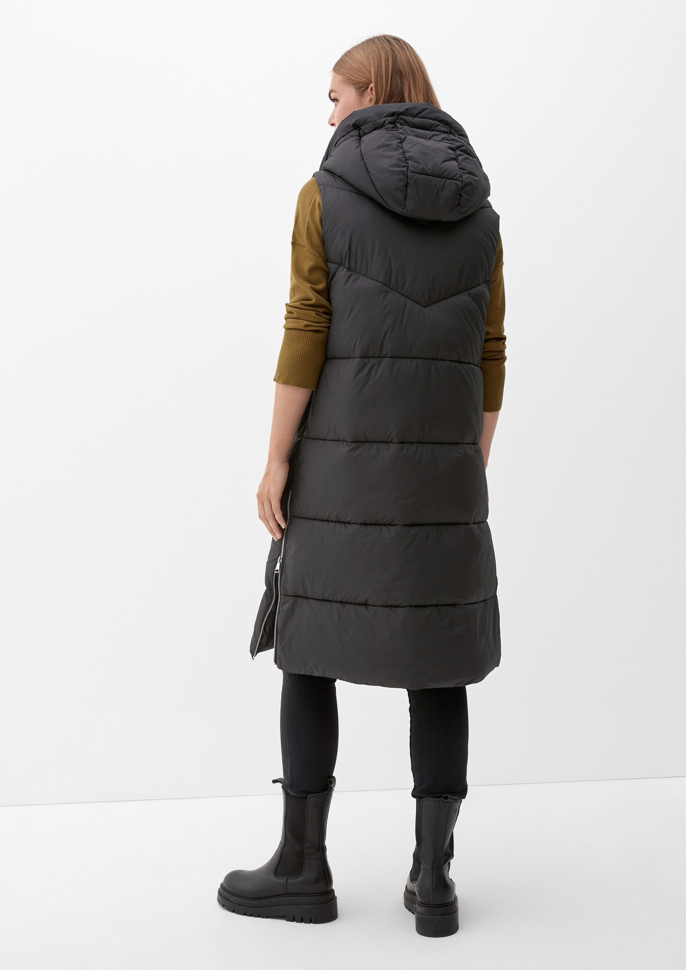s.Oliver Outdoorjacke Outdoor-Weste Steppweste mit Kapuze 