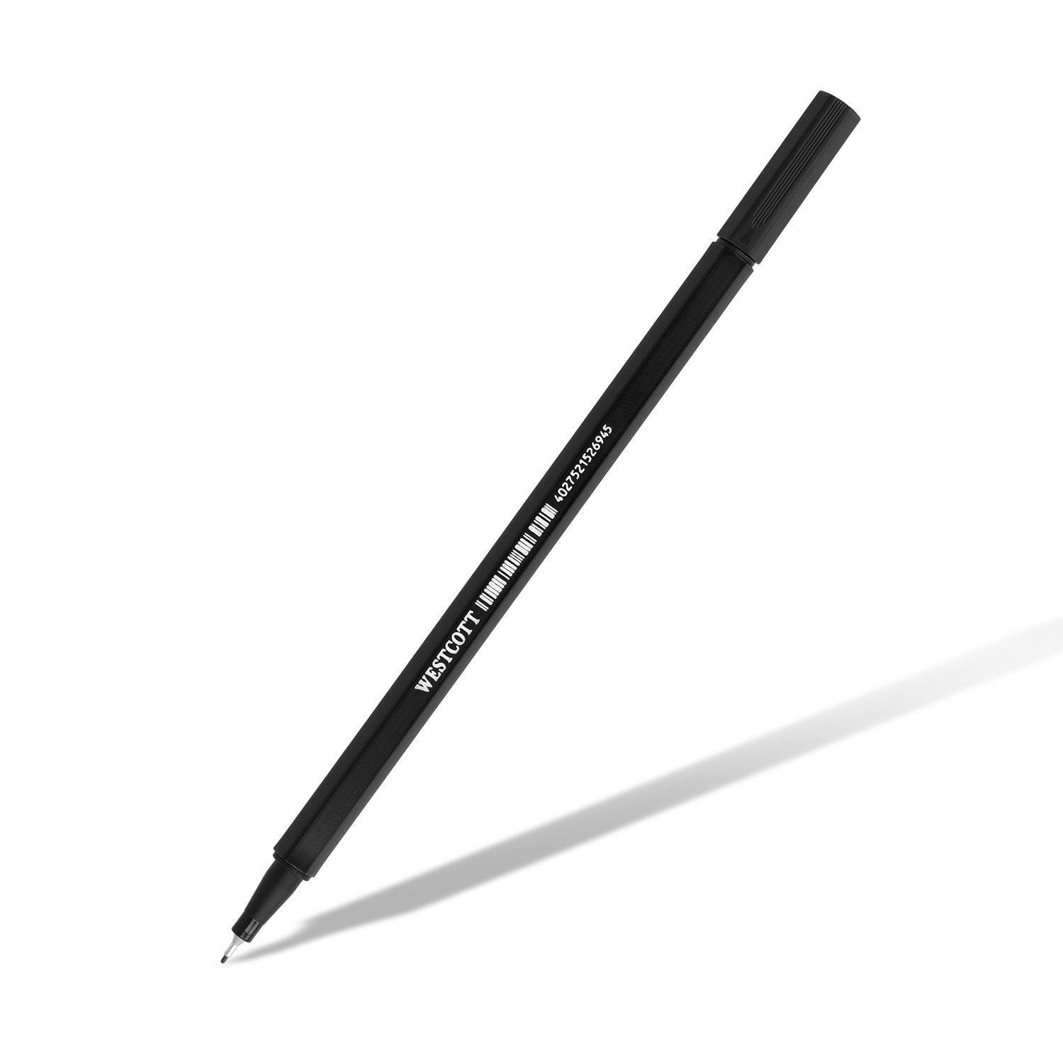 WESTCOTT Fineliner schwarz 10 Stück, Premium Fineliner mit 0,4mm Strichstärke, (Vorteilspack, 10-tlg), Präzise Strichführung, metalleingefasste Spitze, schnelltrocknend