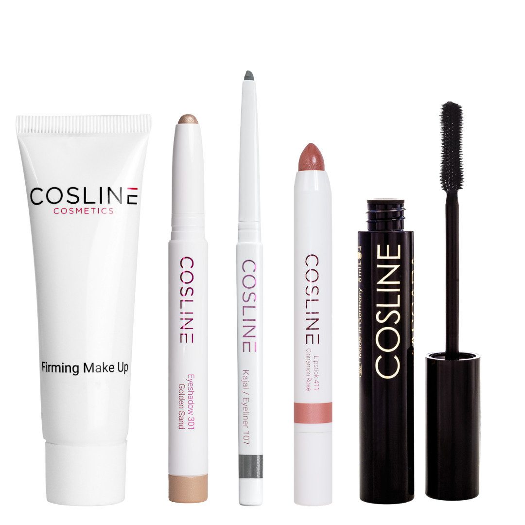 Cosline Cosmetics Schmink-Set Starter-Set, 5-tlg., 5 Produkte, Schminkset für Anfänger, hochwertige Qualität, hautfreundlich
