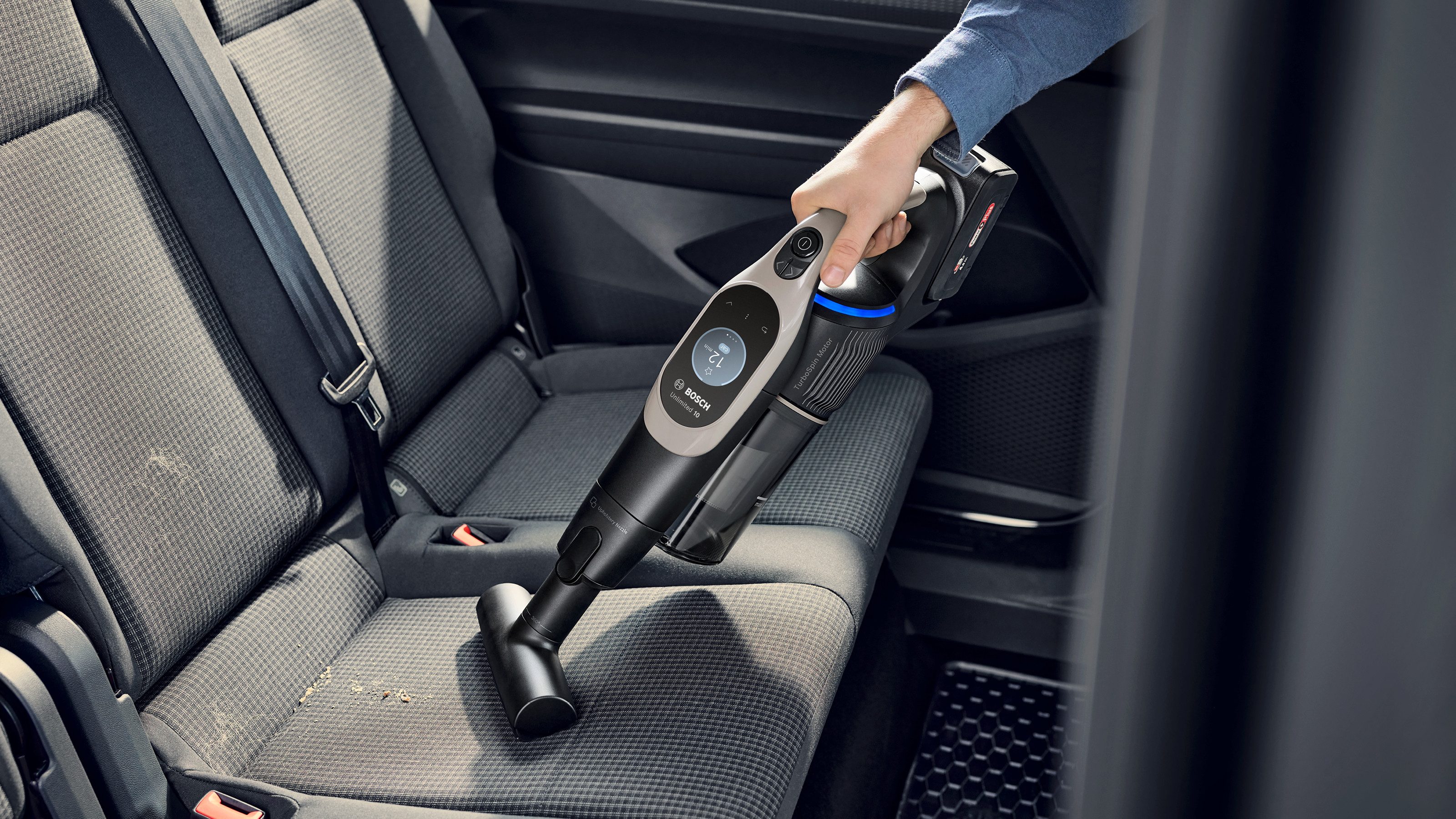 BOSCH XXL-Polsterdüse XXL-Polsterdüse BHZUNGXXL, 360° Rotation, großer Bürstendurchmesser, Zubehör für Bosch Akkustaubsauger Unlimited Serie 10, ideal zur Fahrzeug-Innenreinigung, Original-Zubehör, schwarz