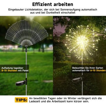 JOEAIS LED Solarleuchte Solarlampen für Außen Garten (2 Stück) Led Solarleuchten Outdoor, 120 LED IP65 Solarleuchten Patio Rasen Fest Deko(8 Modi)