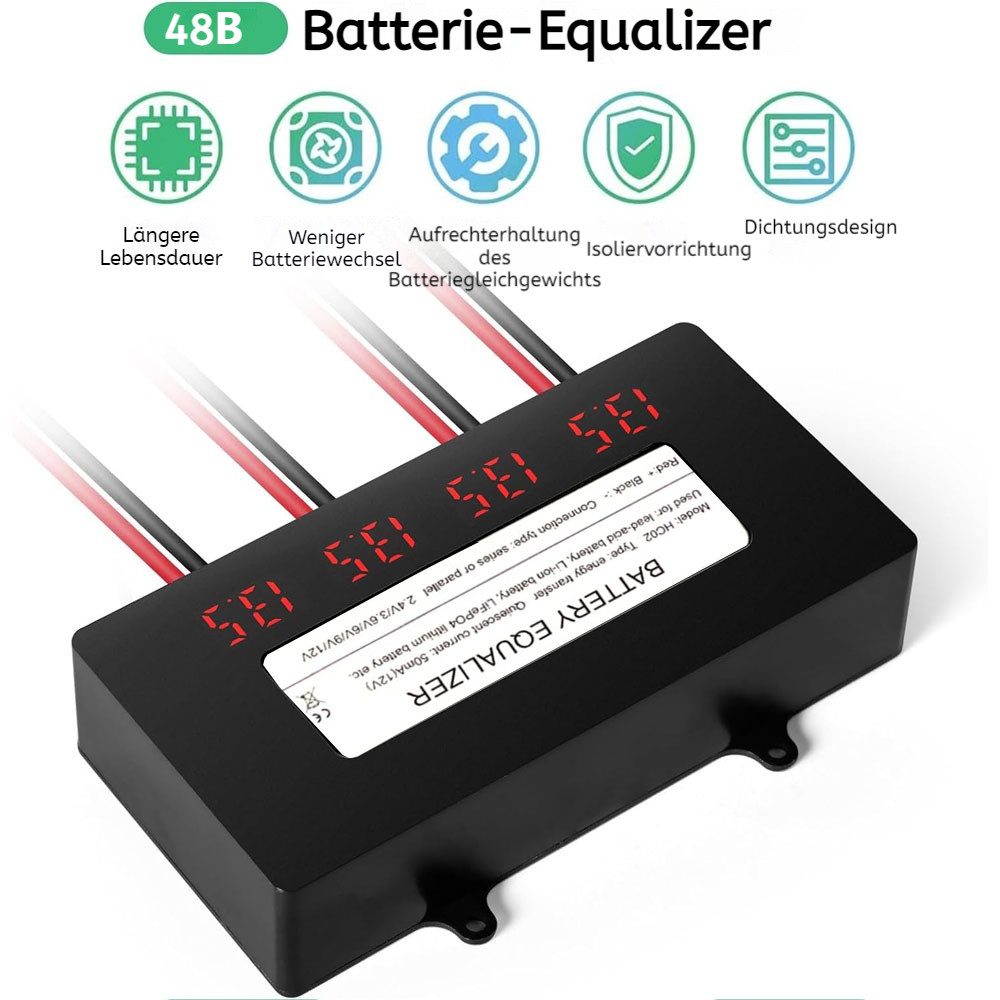 VIVIHEYDAY Batterie Ladungsausgleicher Ausgleichslader Balancer 2.4V 3.6V 6V 9V Bleiakku-Ladegerät (12V Solar Akku - HA02 HC02)