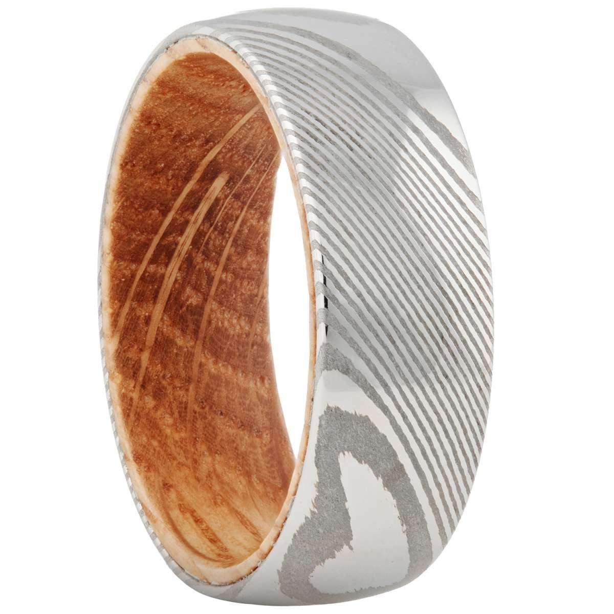 Holzkern Fingerring sumo-eiche-damast, für Herren-Ring Edelstahl Sumo Eiche/Damast