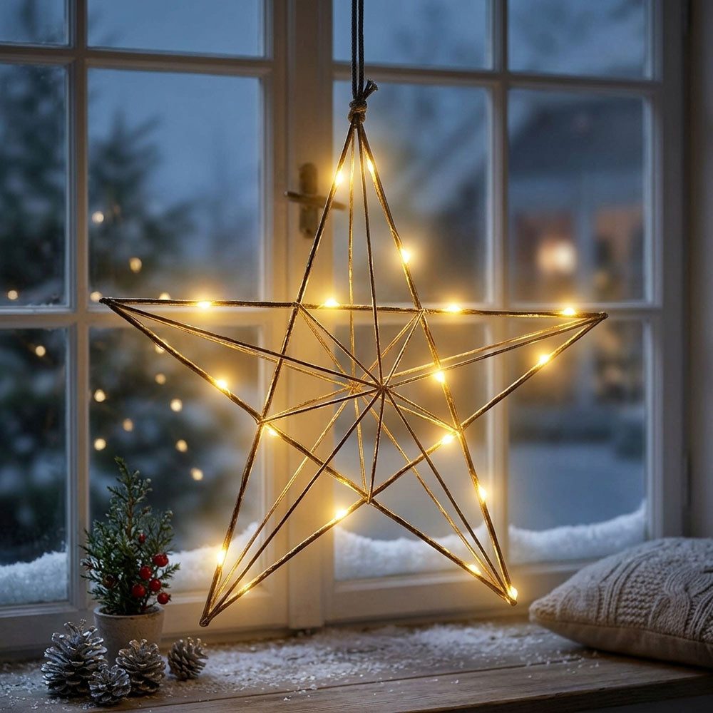 EGLO LED Stern, Warmweiß, LED Weihnachtsstern Fensterdekoration Advent Weihnachten H 36 cm