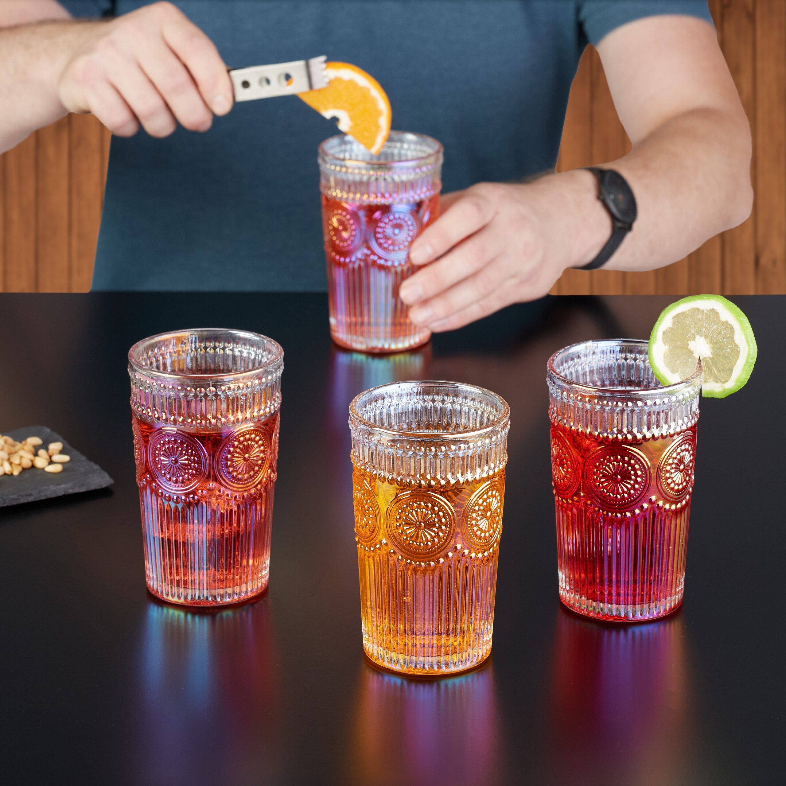 relaxdays Gläser-Set Trinkgläser Vintage 4er Set, 4-tlg., Glas, B