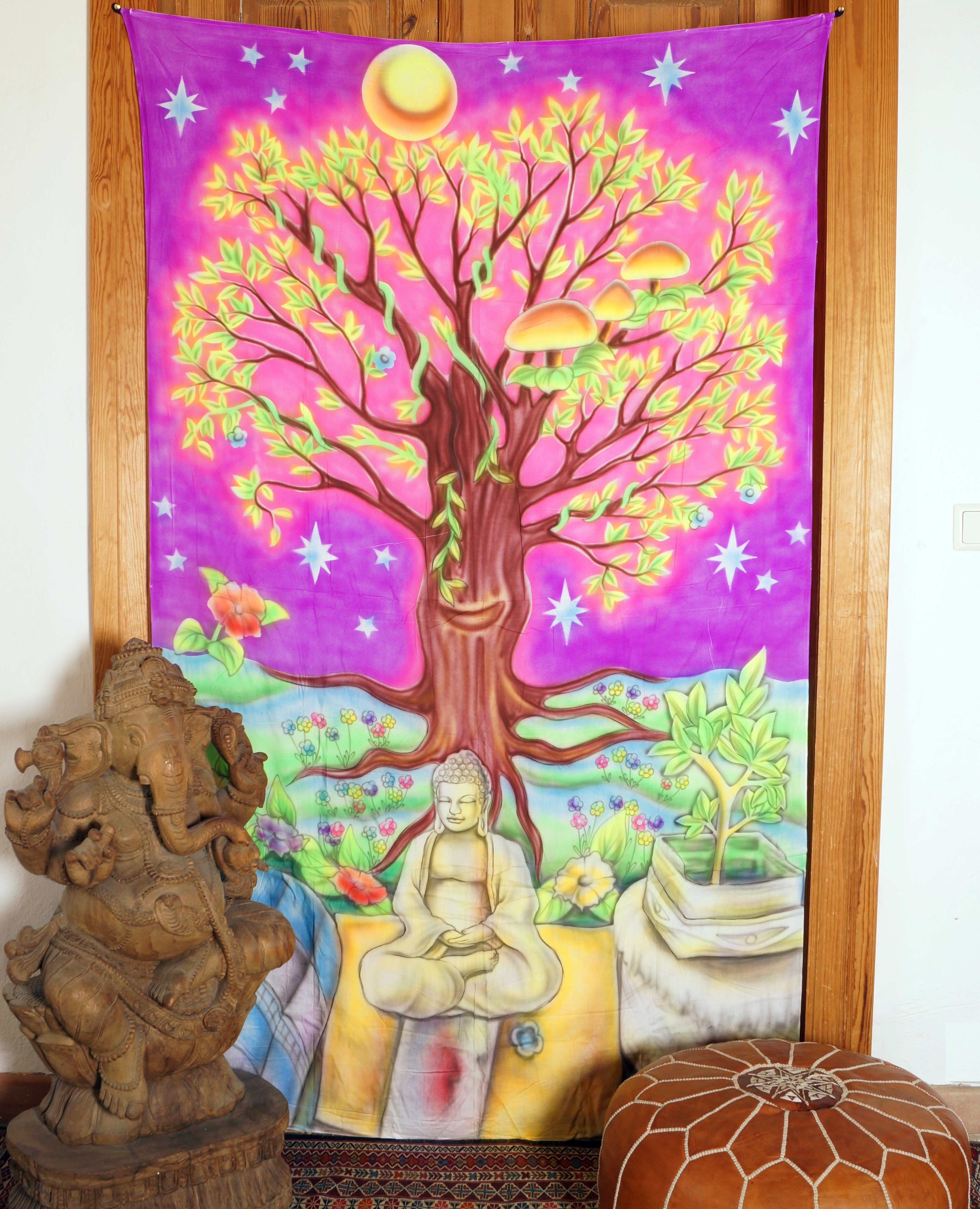 Guru-Shop Wandteppich Goa Wandtuch, UV Schwarzlicht Wandbehang,.., Höhe: 200 mm