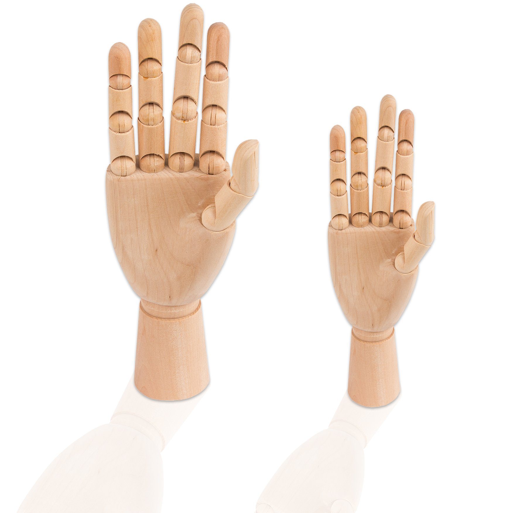 BigDean Dekofigur 2x Holzhand beweglich 19 + 25 cm übungshand für Nageldesign. € 28,39