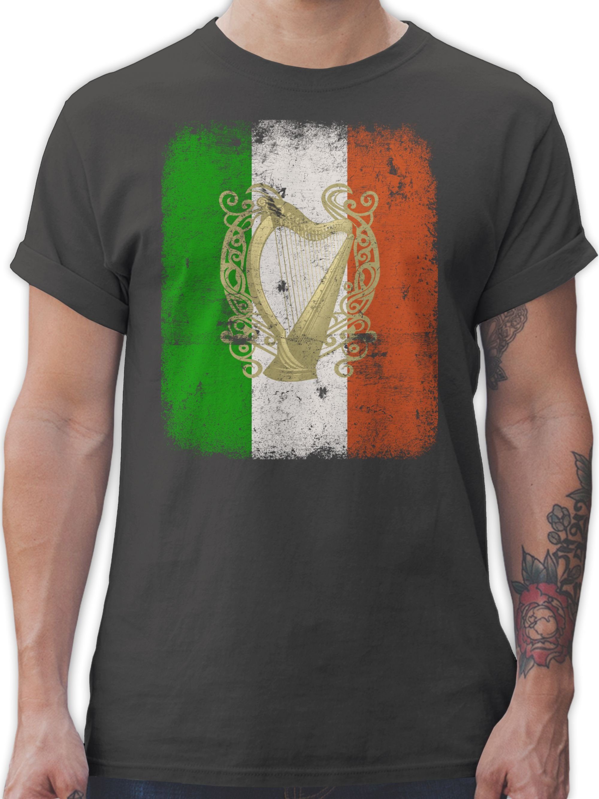 Shirtracer T-Shirt Irland Irische Irish Flagge Flag St. Patricks Day 02 Dunkelgrau