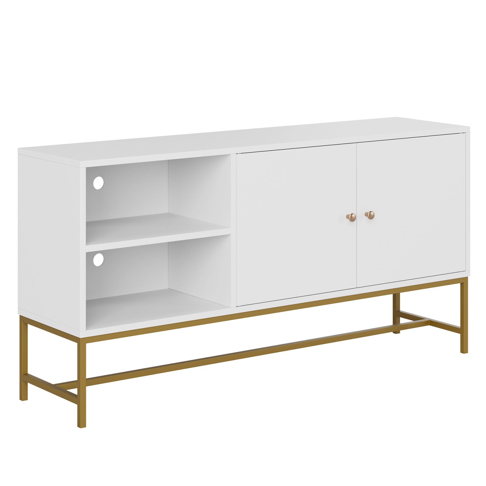 Homfa Lowboard, Fernsehschrank Fernsehtisch Weiß und Gold 120x30x60.3cm günstig online kaufen