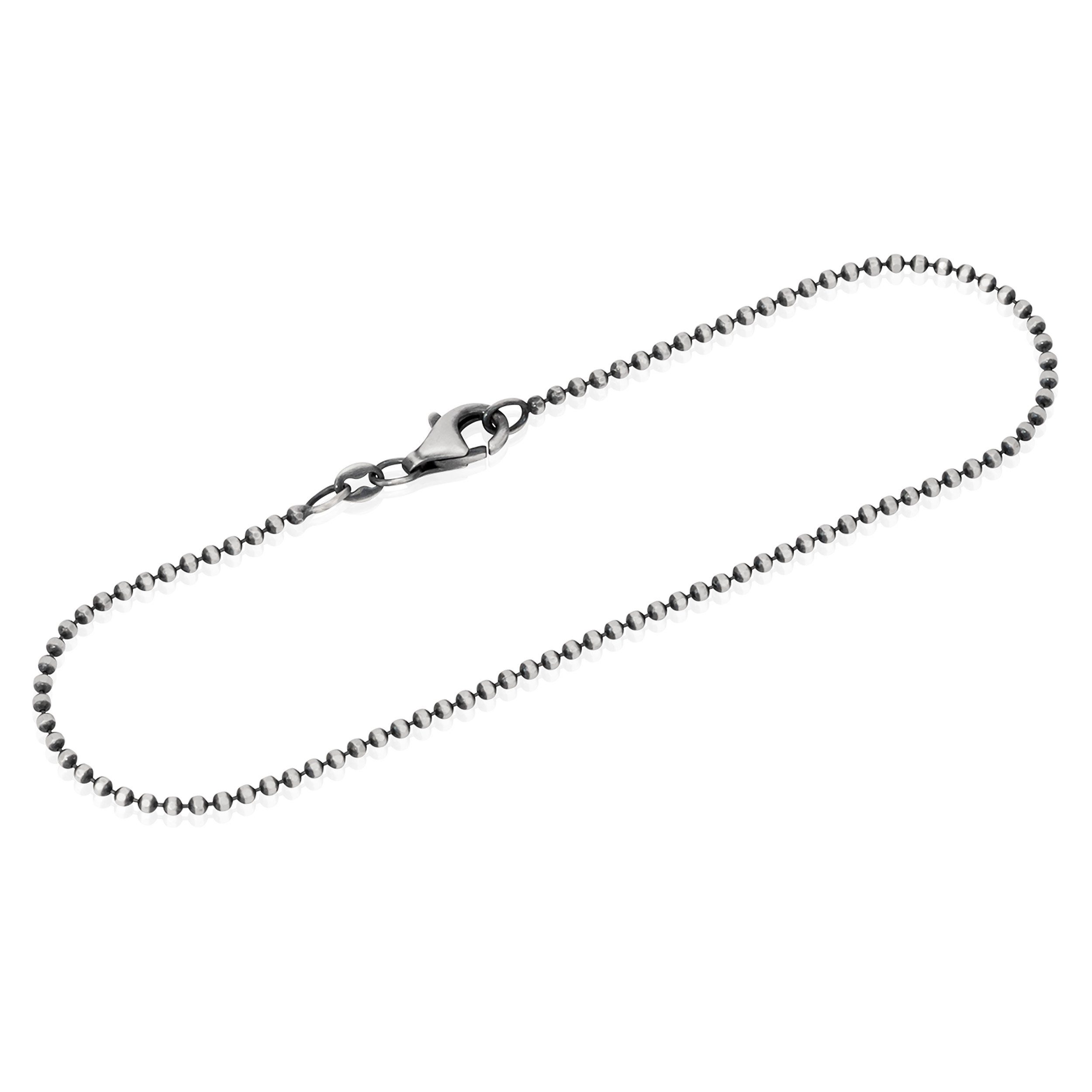 Armkette Armband 20cm Kugelkette 925 Sterling Silber oxidiert 1,4mm breit diama