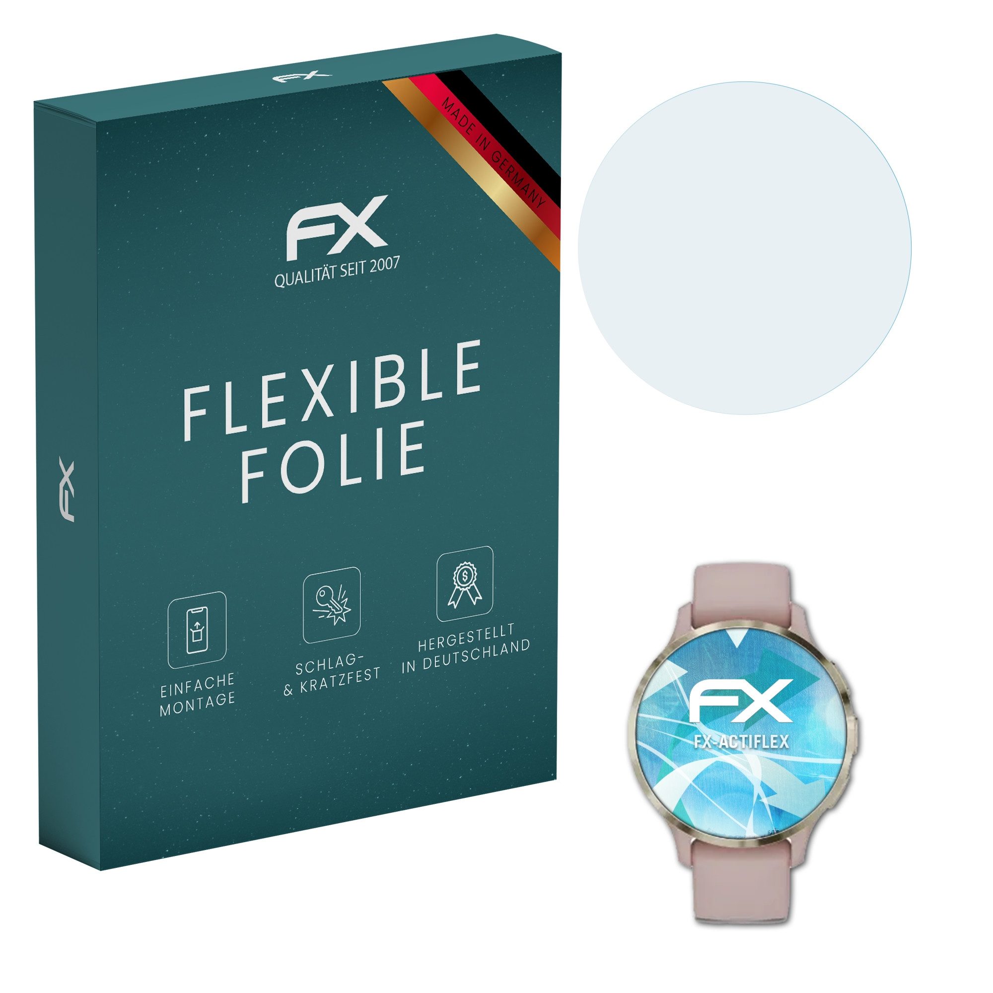atFoliX Schutzfolie Displayschutzfolie für Garmin Venu 3S 41 mm, (3 Folien), Ultraklar und flexibel