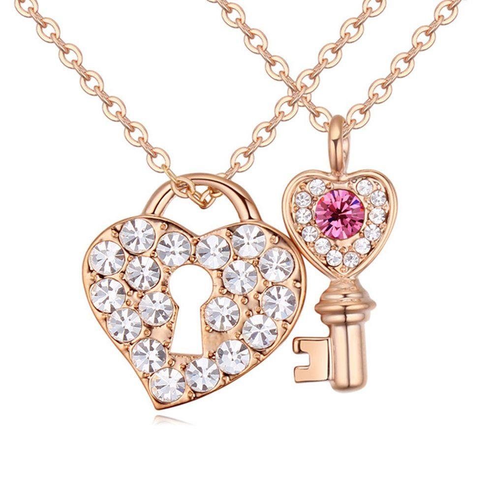 BUNGSA Ketten-Set Kette Key to your Heart Rosegold aus Messing Damen (1-tlg), Halskette Necklace