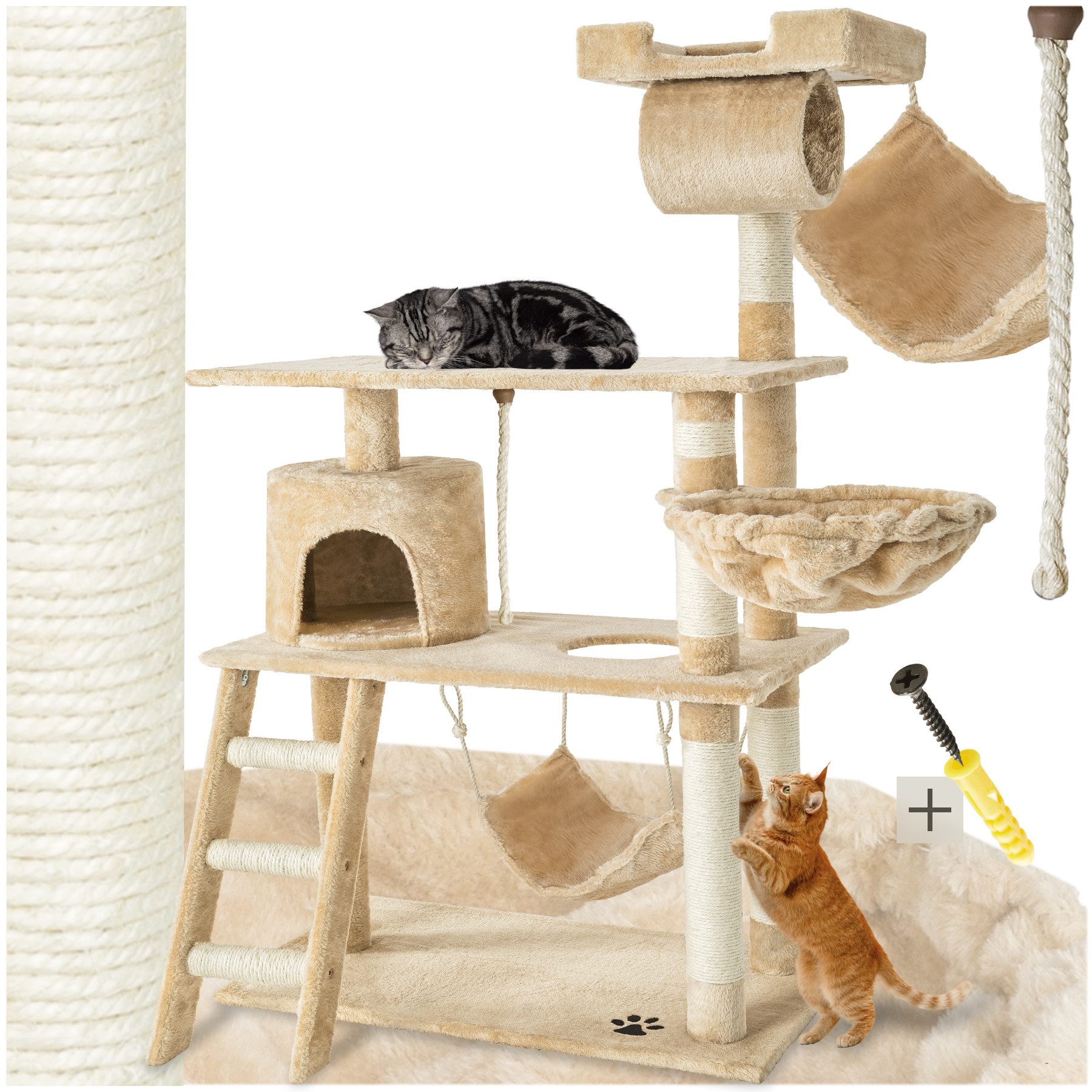Kratzbaum Katzenbaum Marcel 141 cm Diverse Farben - Beige