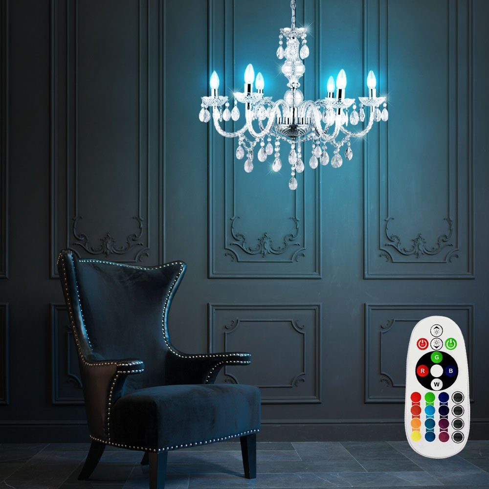 GLOBO LIGHTING Kronleuchter, Leuchtmittel inklusive, Kron Leuchter Hänge Lampe Decken Lüster klar Fernbedienung im Set