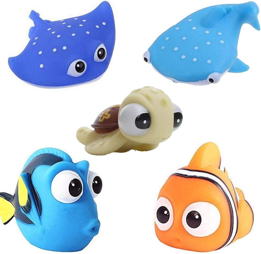 FELIXLEO Badespielzeug Baby Badespielzeug Wasser Badewanne Fisch Sprühspielzeug Kinder (5-tlg)