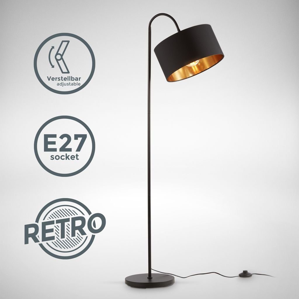 Stehlampe Stehleuchte Retro Stoff E27 schwarz-gold - BKL1419