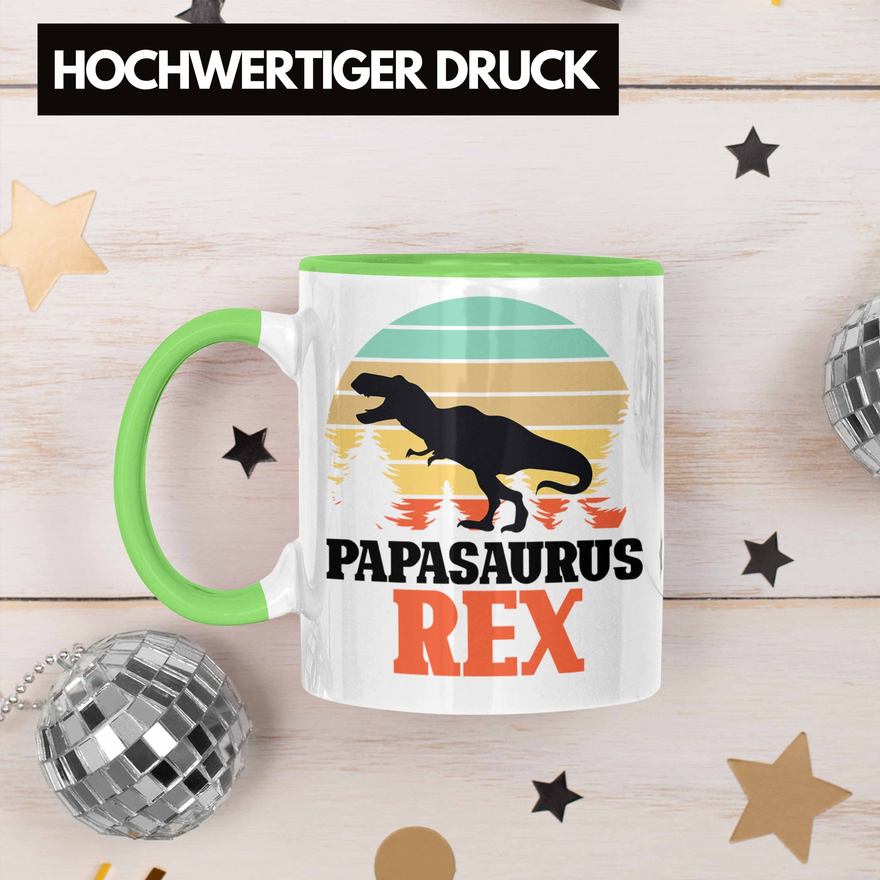 Trendation Grün Vatertag Geschenk Tasse Papa Rex Gesche Vater Lustiges Tasse für Papasaurus