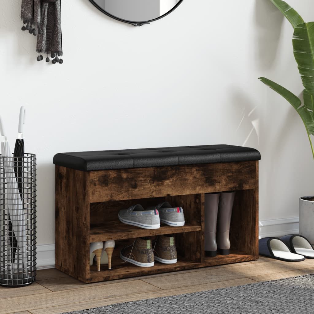 vidaXL Schuhbank NA Schuhbank Räuchereiche 82x32x45,5 cm Spanplatte