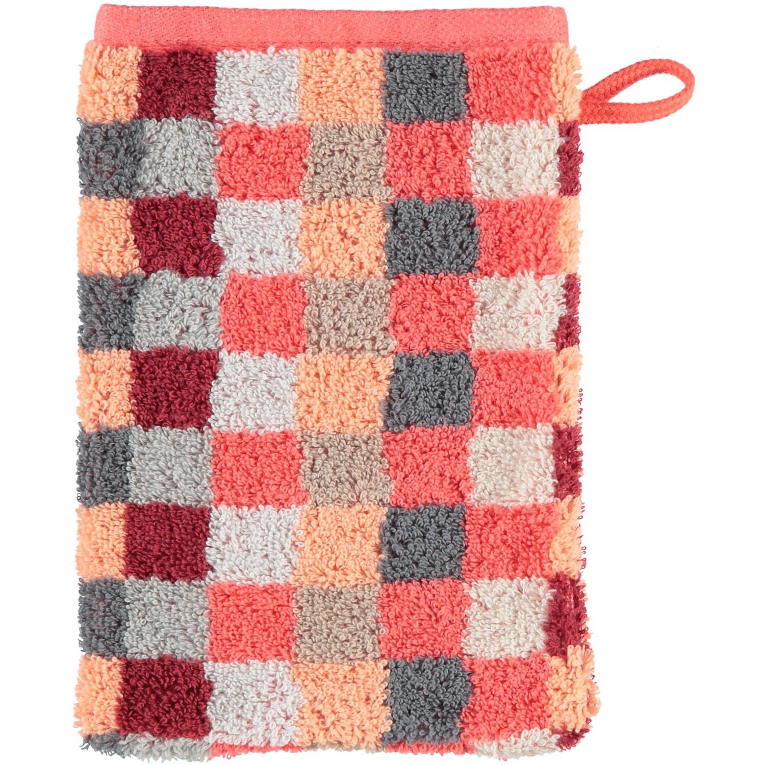 Cawö - Unique Karo 942 - Farbe: koralle - 22 - Waschhandschuh 16x22 cm günstig online kaufen