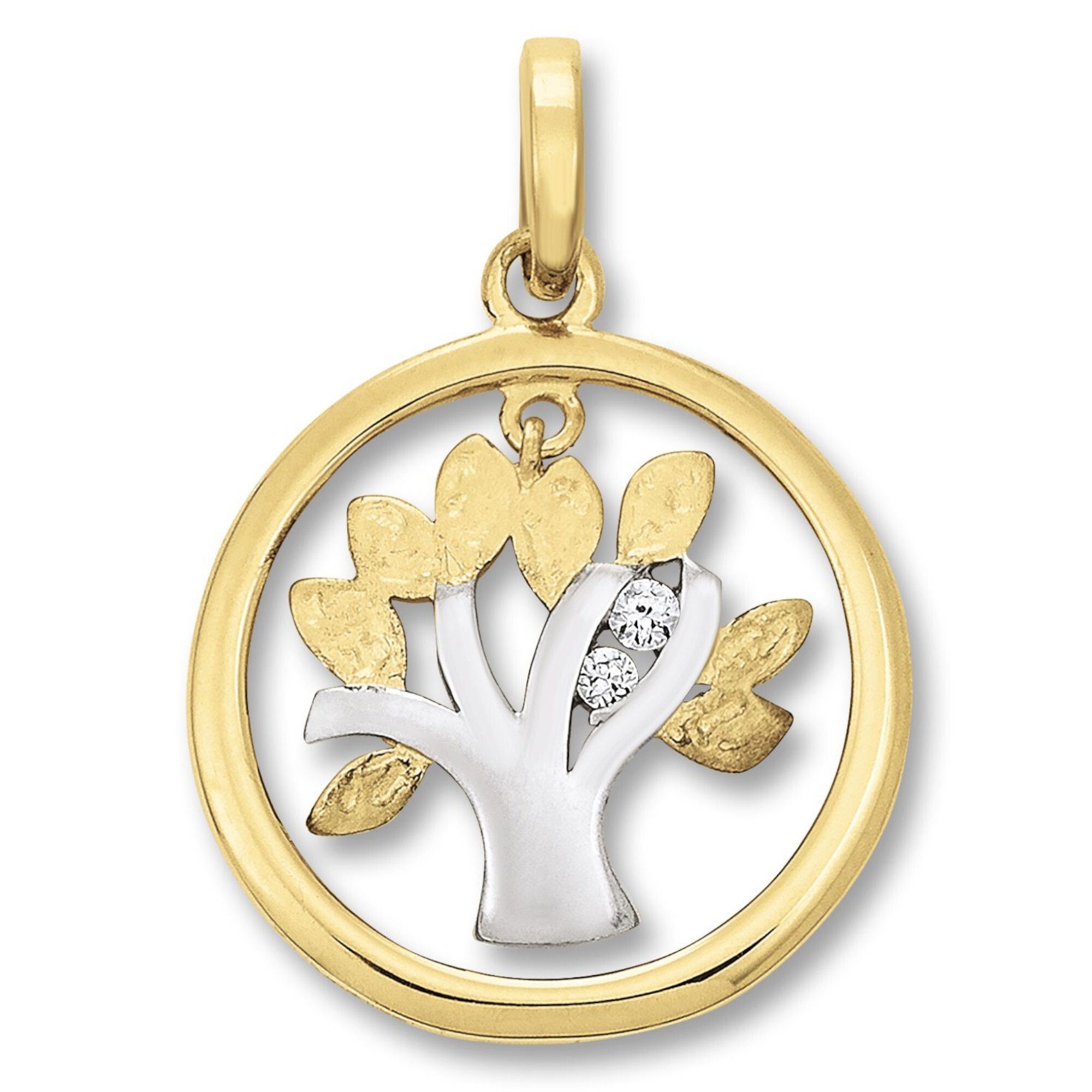 ONE ELEMENT aus 333 Gold Lebensbaum Lebensbaum Gelbgold, Kettenanhänger Anhänger Damen Schmuck Zirkonia