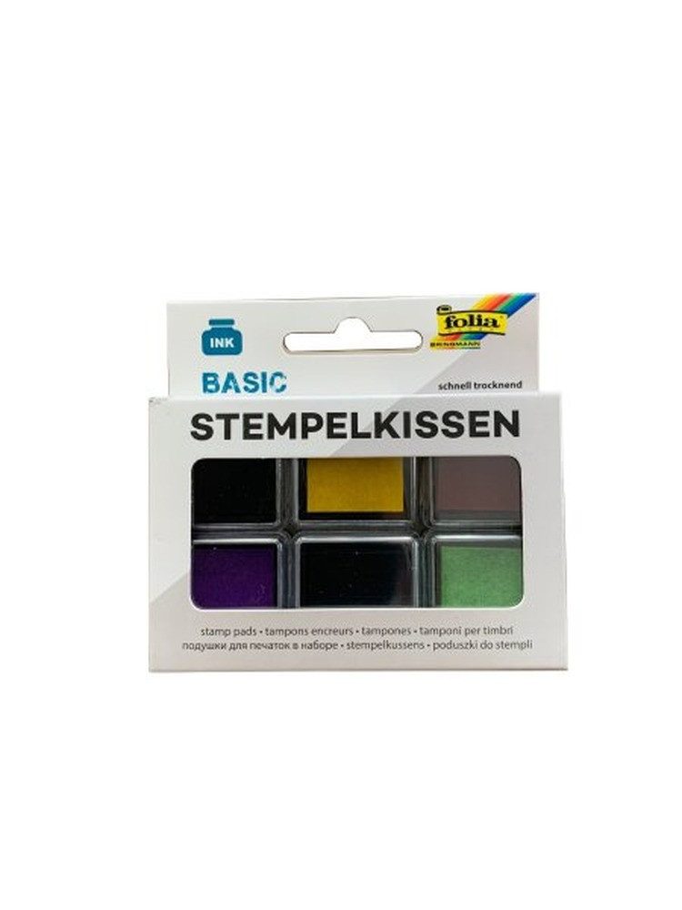 Folia Stempel folia Stempelkissen basic schwarz, gelb, rot, lila, türkis, grün