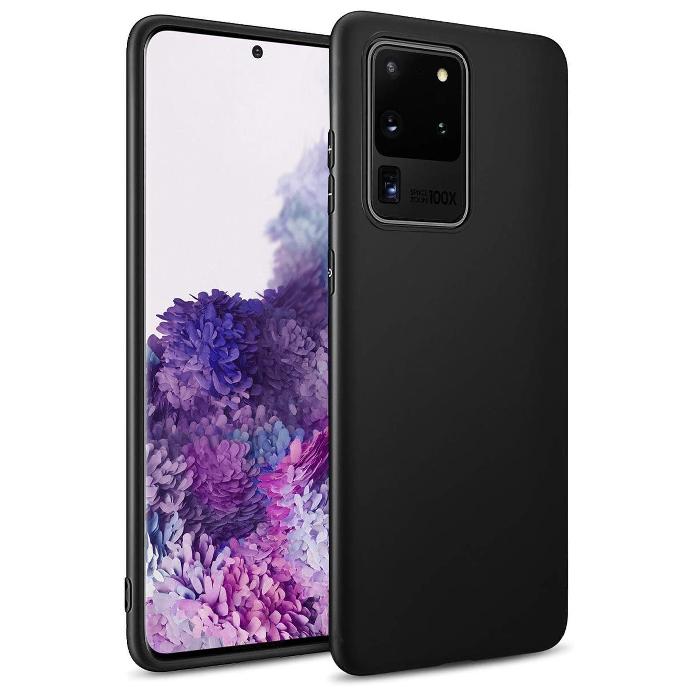 CoolGadget Handyhülle Handy Schutzhülle für Samsung Galaxy S20 Ultra matt schwarz 6,9 Zoll, Silikon TPU Hülle Schutz Tasche Cover schlicht Slim Case